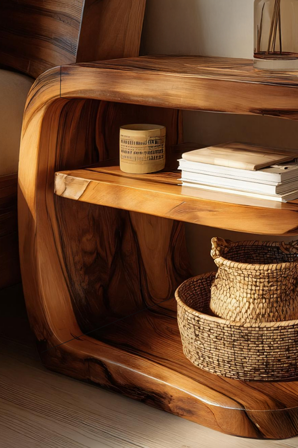Modern Handcrafted Solid Wood Side Table For Furniture Decor