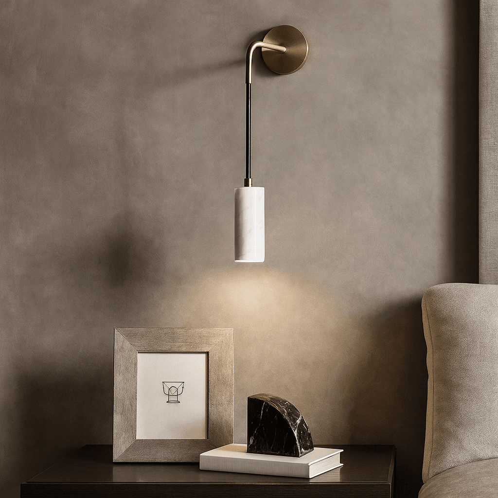 Biltmore marble sconce with glowing natural stone shade