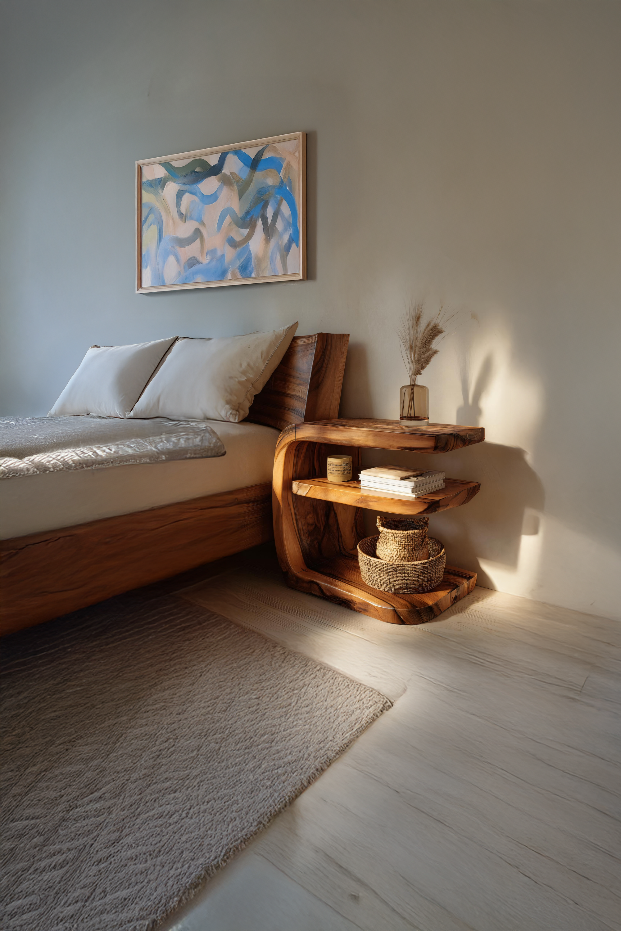 Modern Handcrafted Solid Wood Side Table For Furniture Decor