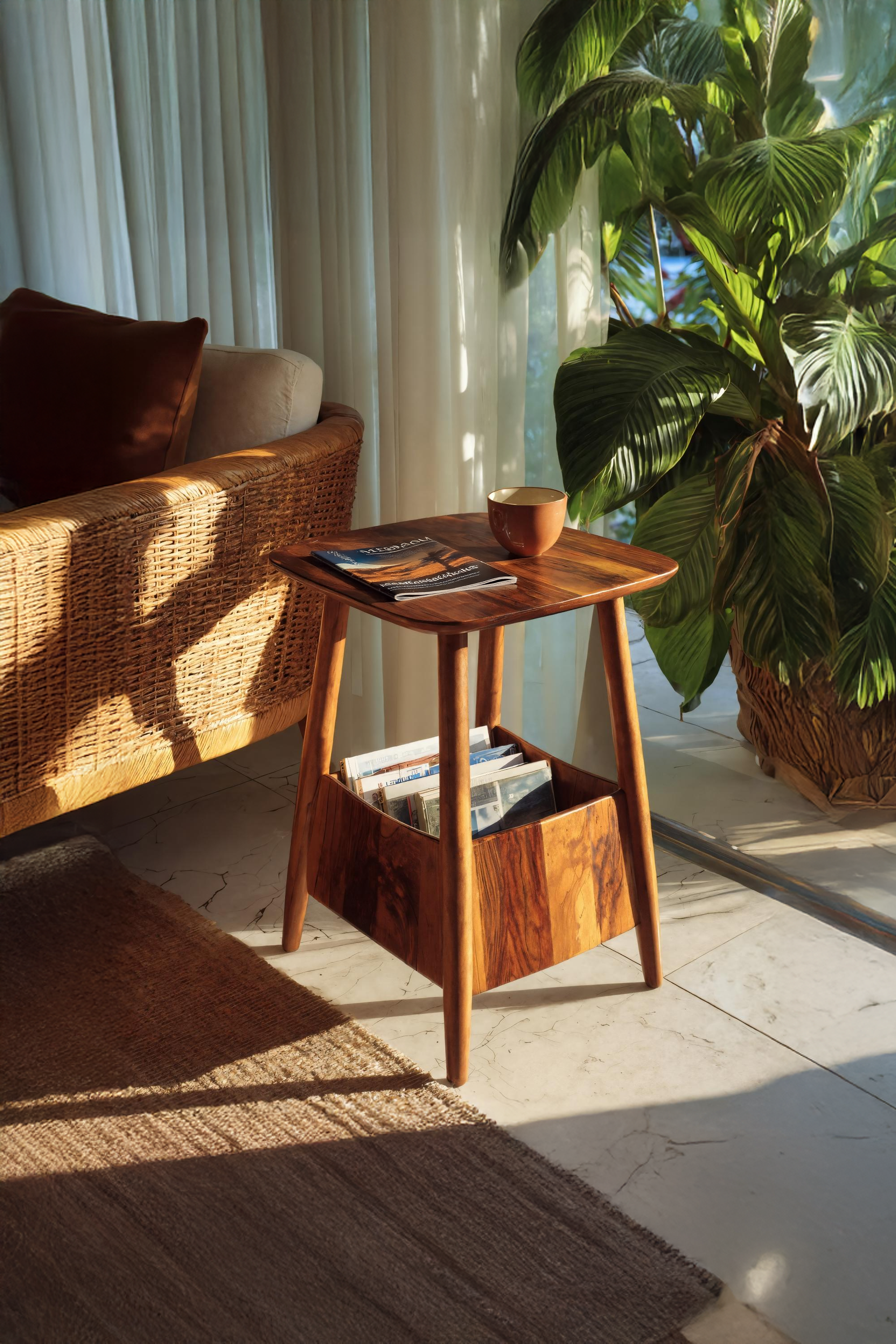 Handcrafted Wooden Side Table For Living Room And Furniture Decor
