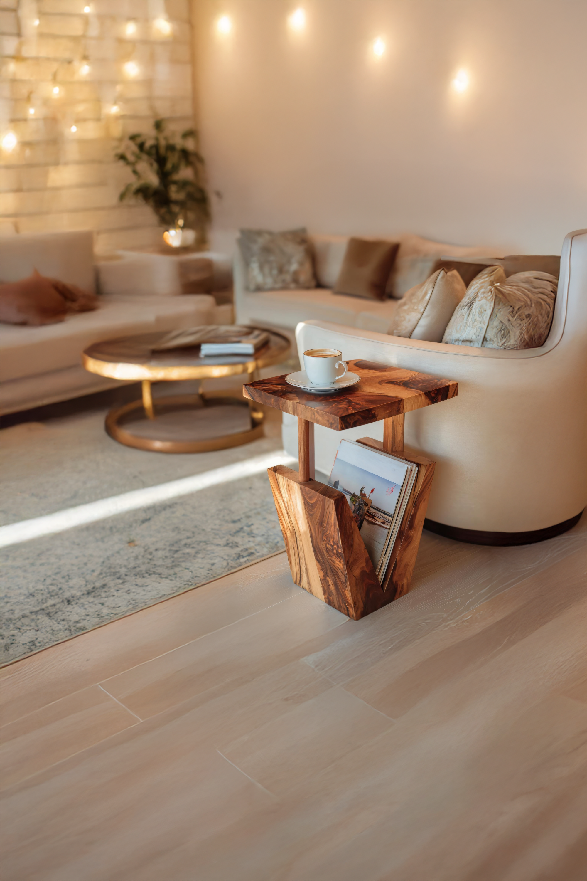 Modern Solid Wood Side Table For Living Room Furniture Decor