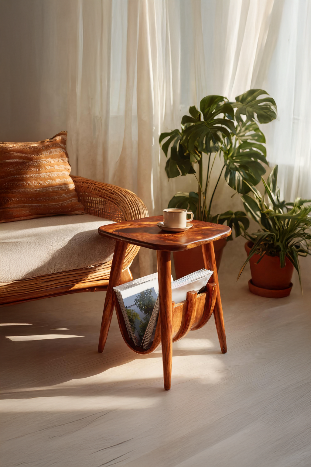 Farmhouse Solid Wood Side Table For Bedroom Decor And Home Style