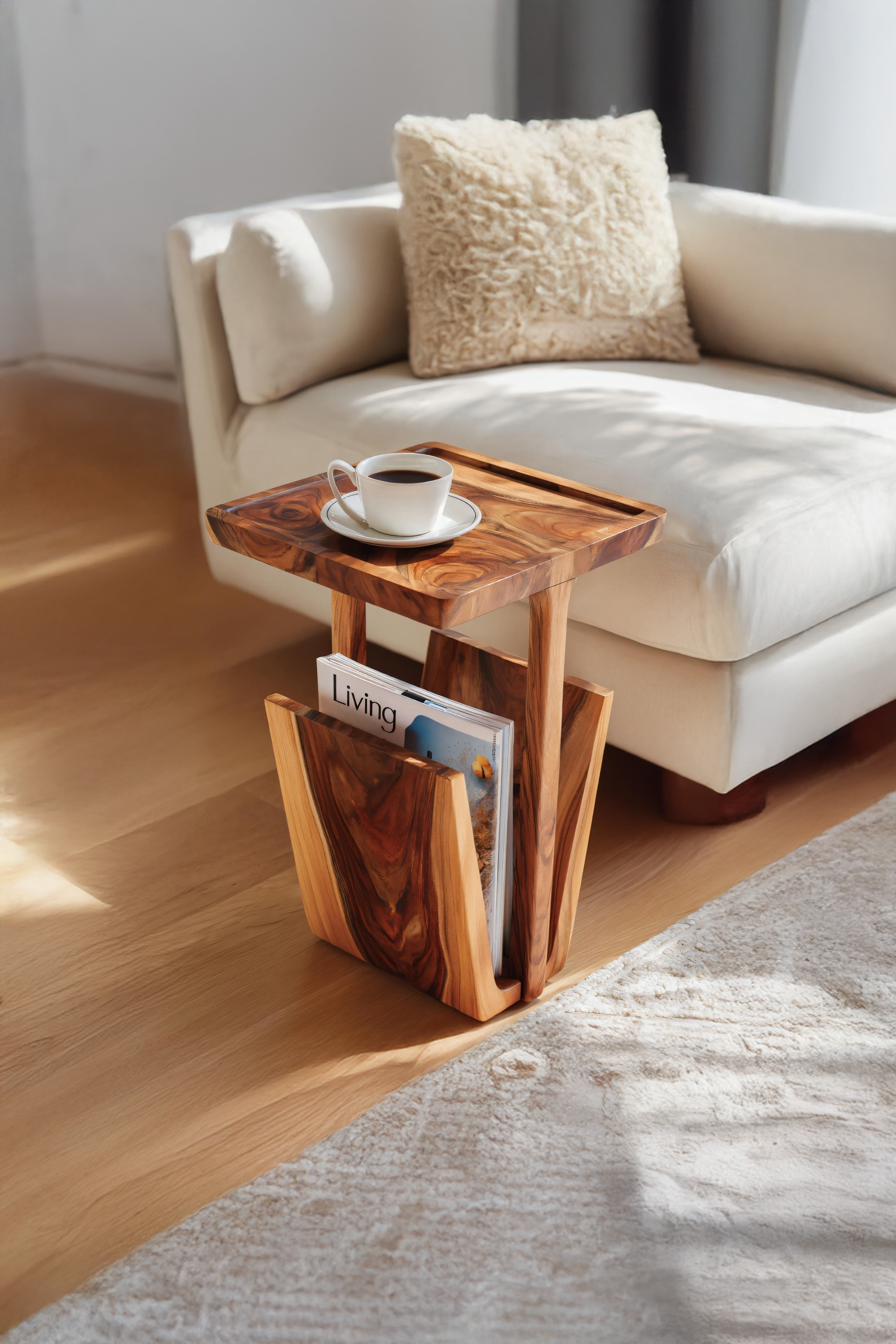 Mid Century Solid Wood Side Table For Furniture Decor And Home