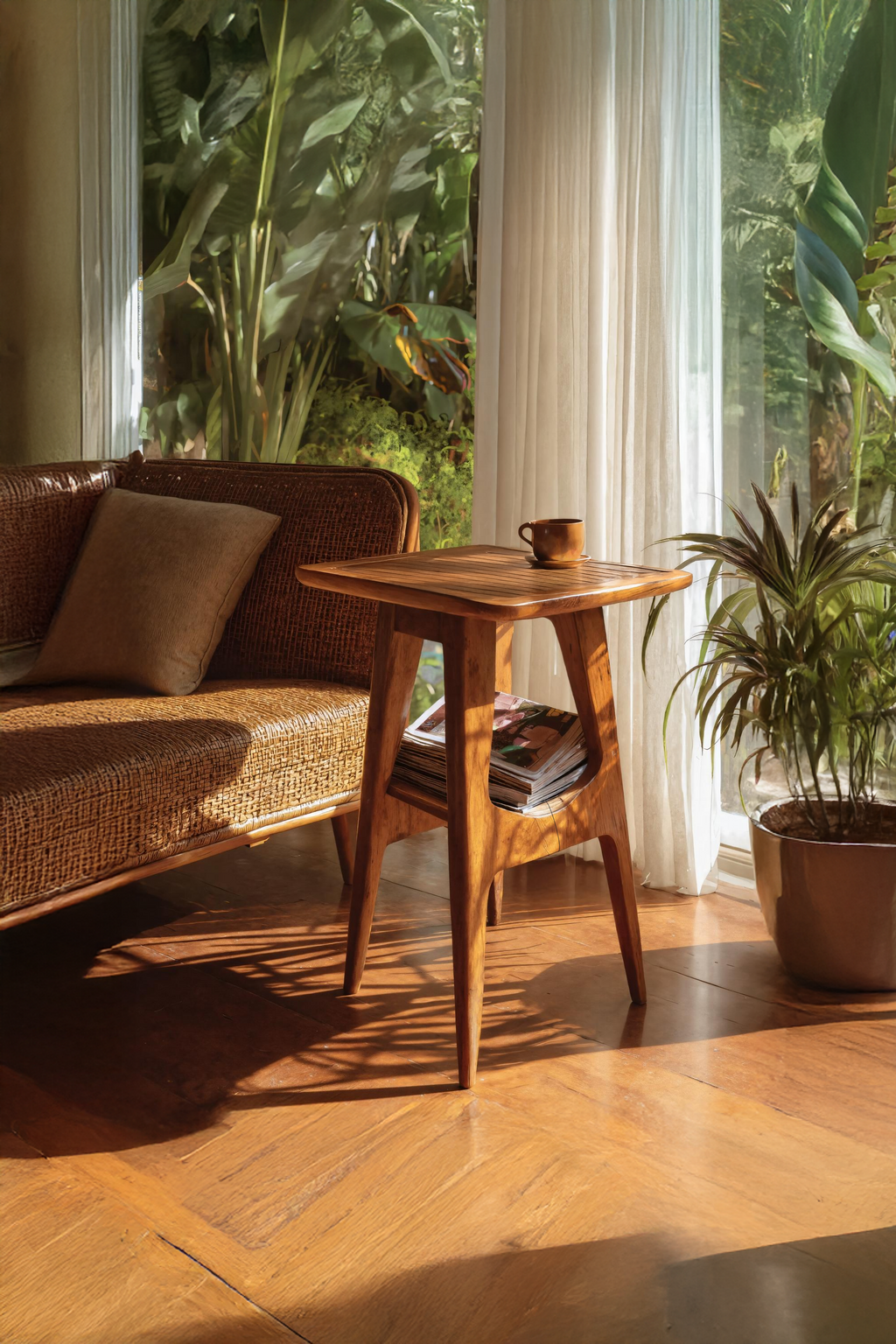Modern Handcrafted Wooden Side Table For Bedroom Furniture Decor
