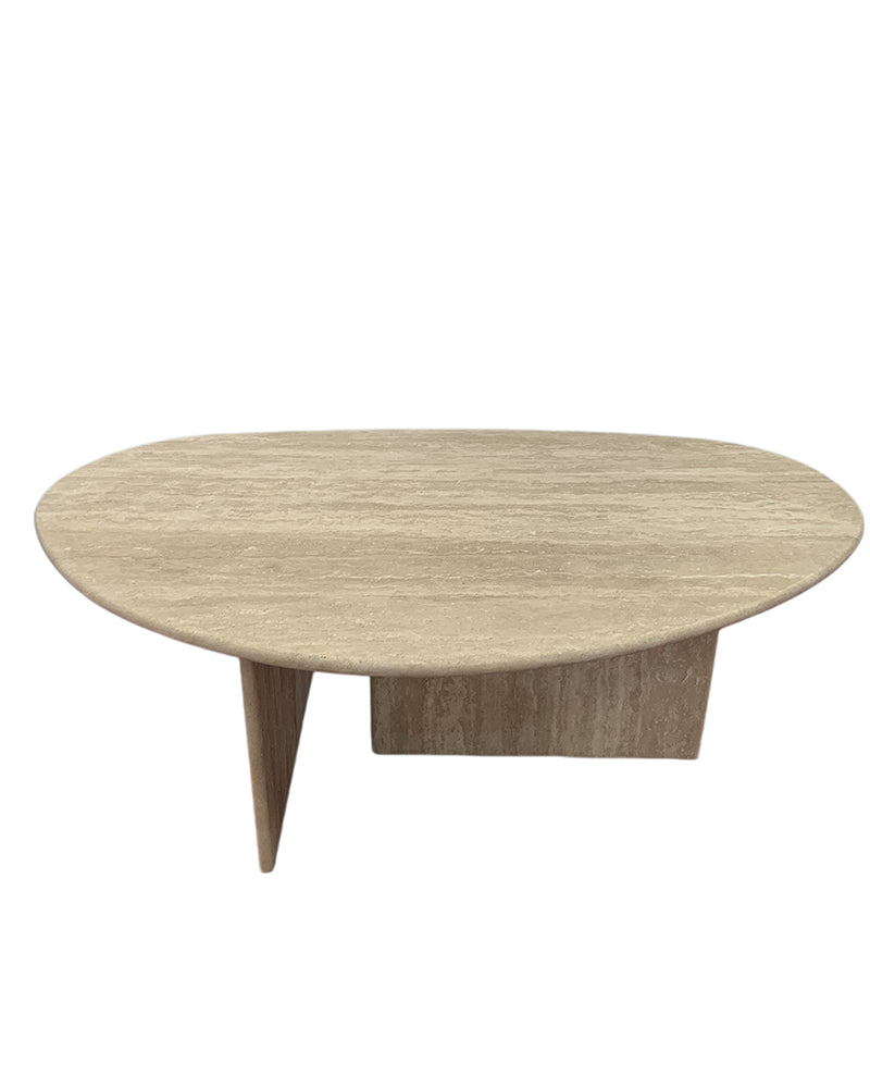 Beige Travertine Organic Egg Shape Coffee Table