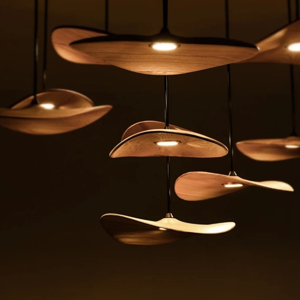 Bidi Multi Light Pendant Chandelier - Light WoodRound 10 Lightcasivra
