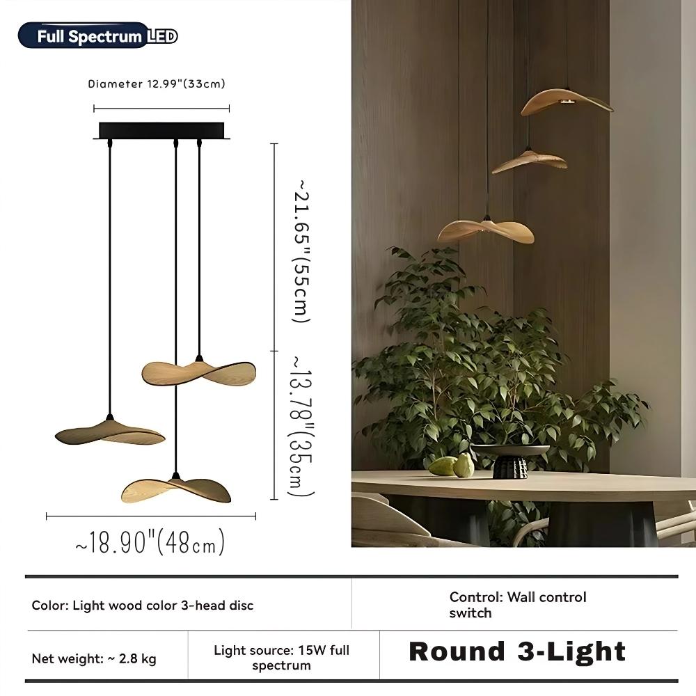 Bidi Multi Light Pendant Chandelier - Light WoodRound 3 Lightcasivra