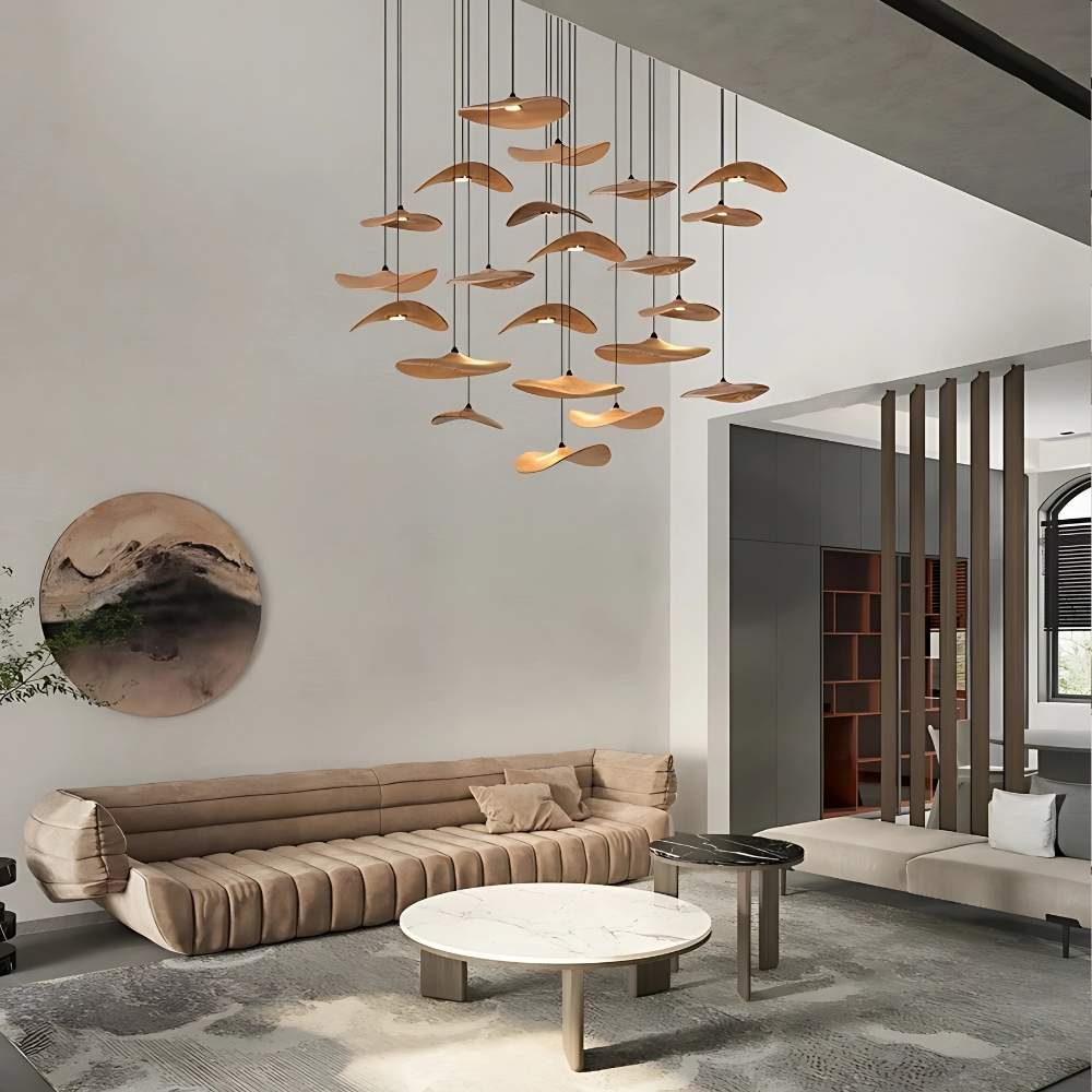 Bidi Multi Light Pendant Chandelier - Light WoodRound 16 Lightcasivra