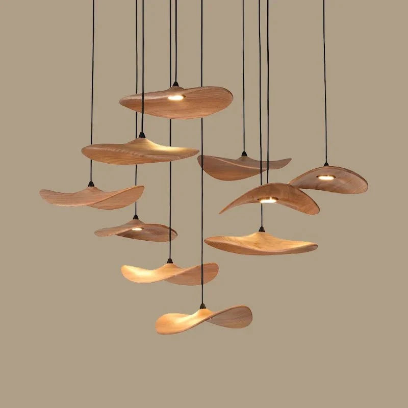 Bidi Multi Light Pendant Chandelier - Light WoodRound 10 Lightcasivra
