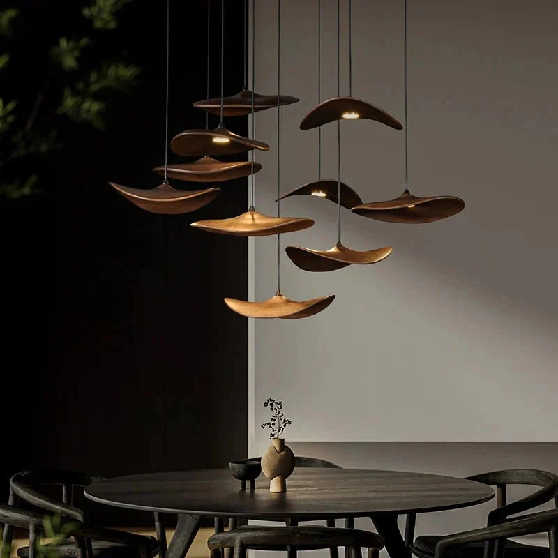Bidi Multi Light Pendant Chandelier - Light WoodRound 10 Lightcasivra