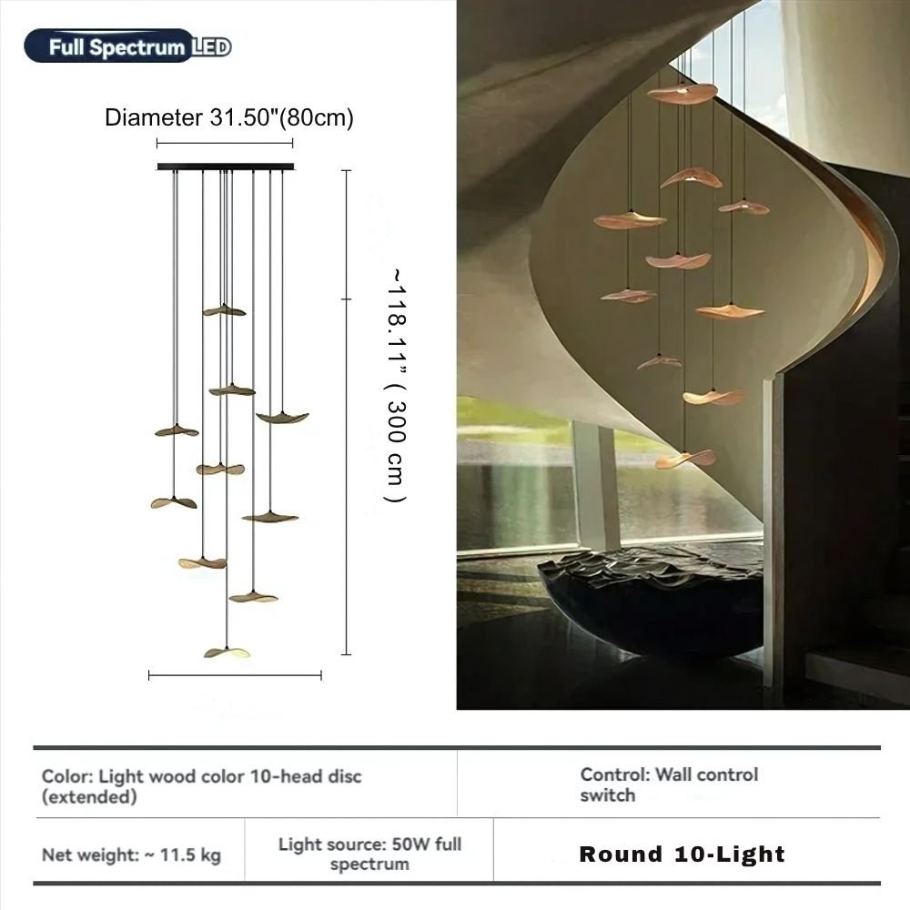 Bidi Multi Light Pendant Chandelier - Light WoodLong 7 Lightcasivra