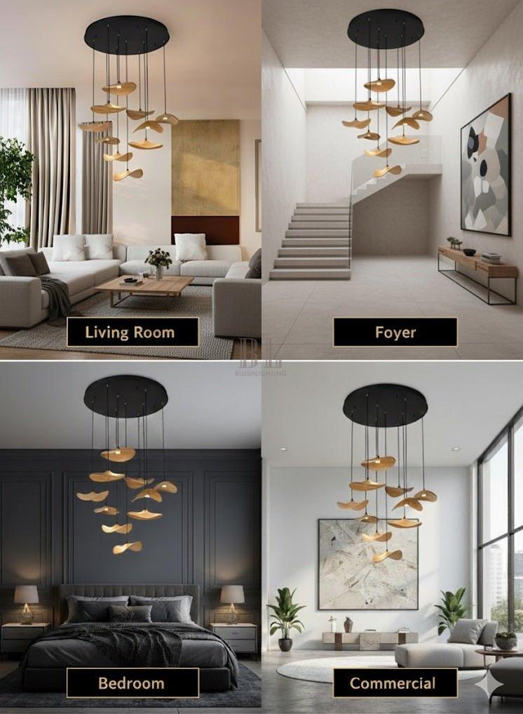 Bidi Multi Light Pendant Chandelier - Dark WoodRound 22 Lightcasivra