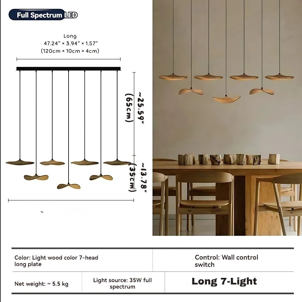 Bidi Multi Light Pendant Chandelier - Light WoodLong 7 Lightcasivra