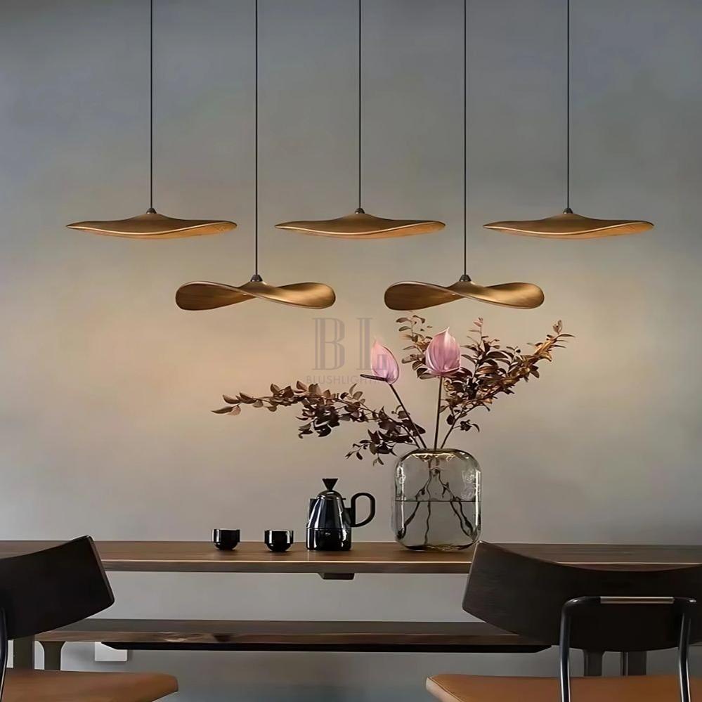 Bidi Multi Light Pendant Chandelier - Light WoodRound 5 Lightcasivra