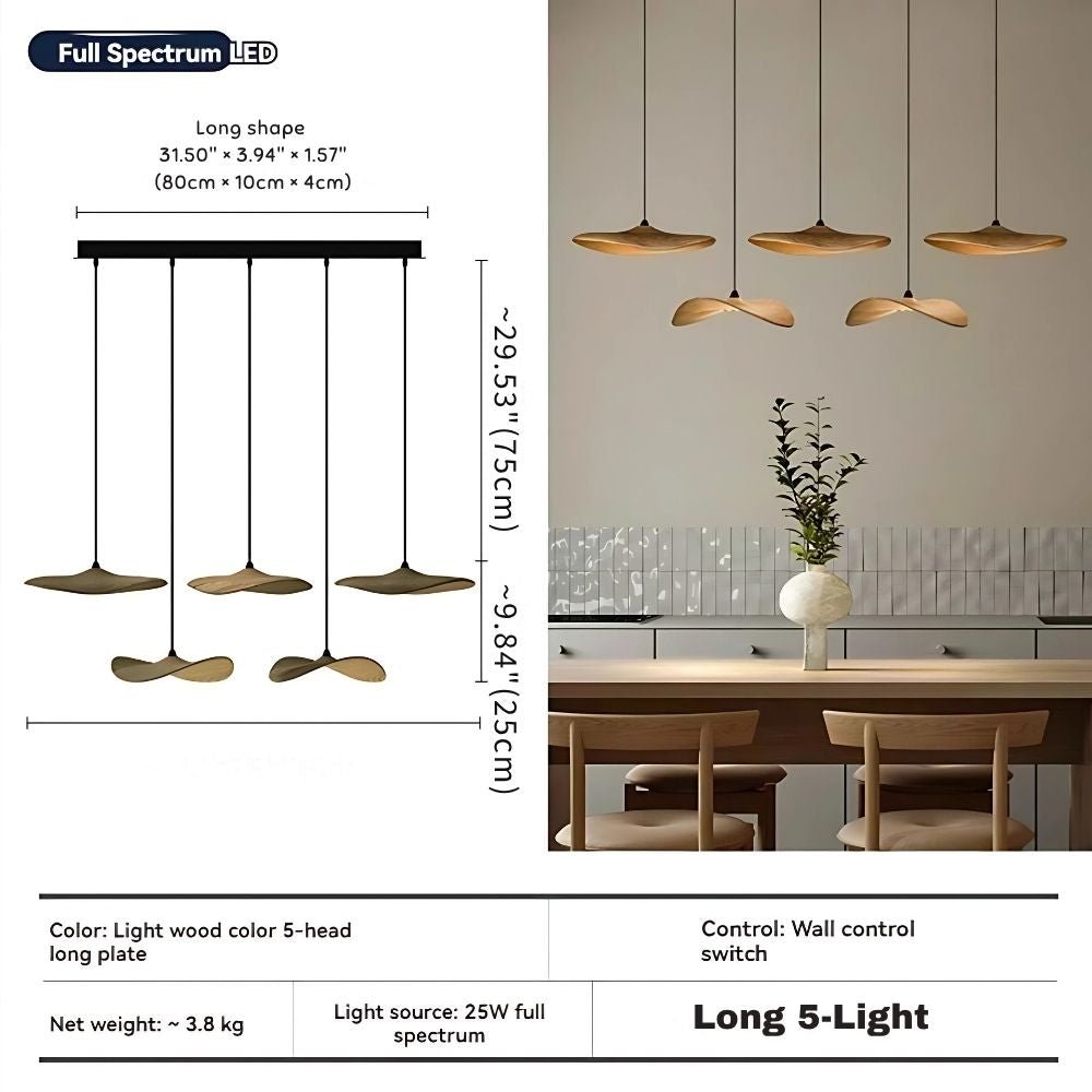 Bidi Multi Light Pendant Chandelier - Light WoodLong 3 Lightcasivra