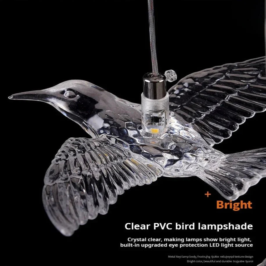 Bird Spiral Long Led Chandelier for Staircase and Foyer - Gold6 LightsCool white 6000Kcasivra
