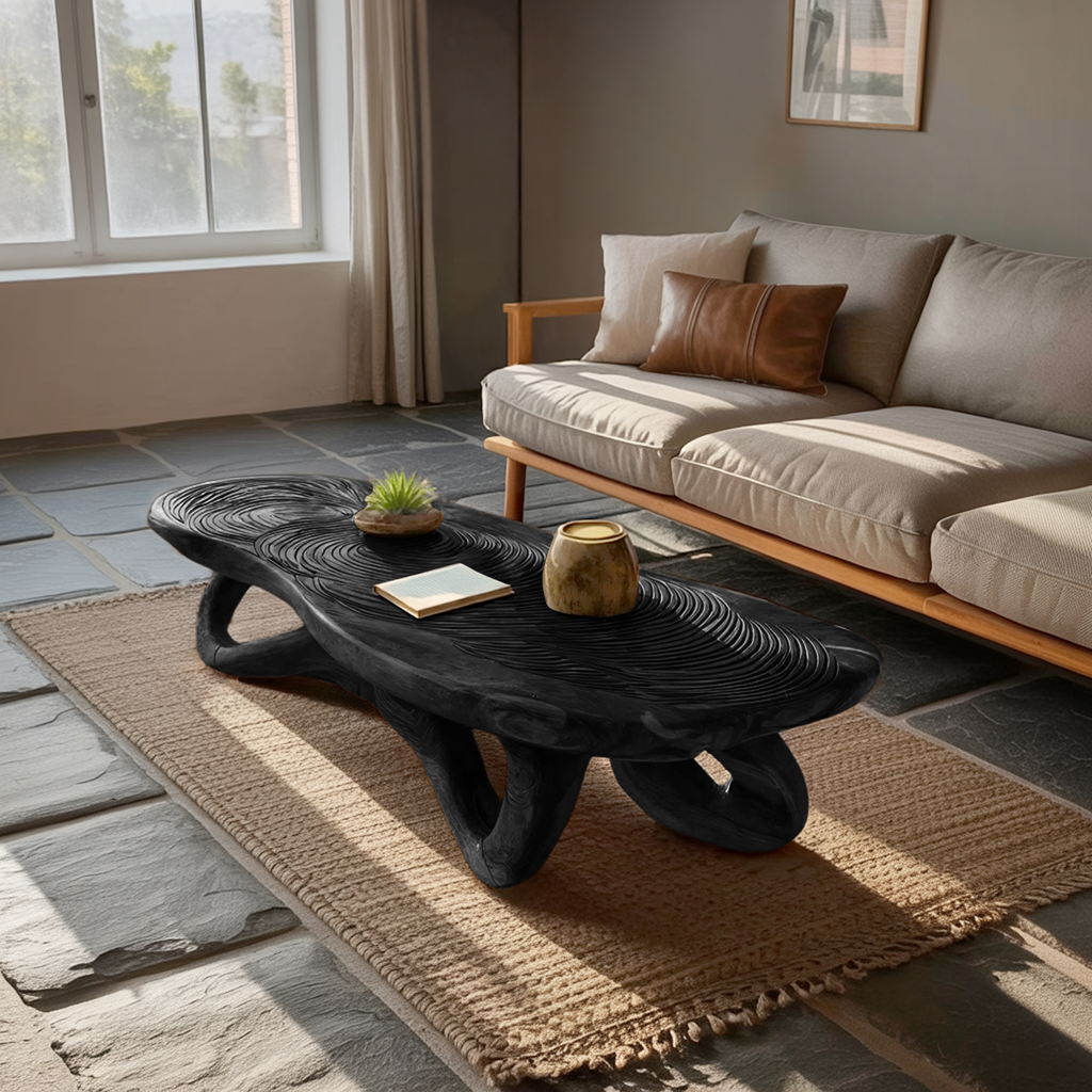 Modern Solid Wood Live Edge Coffee Table For Living Room