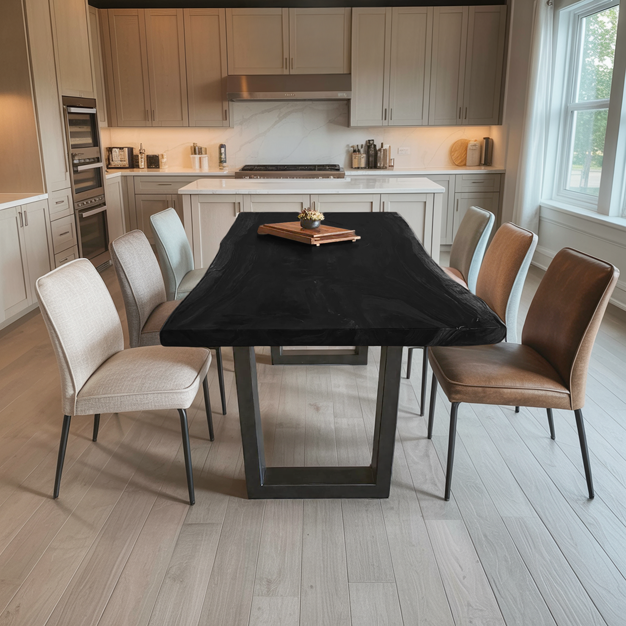 Kitchen Decor Mid Century Wooden Live Edge Dining Table