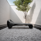 Sculptural Wood Bench For Garden Poolside Or Patio