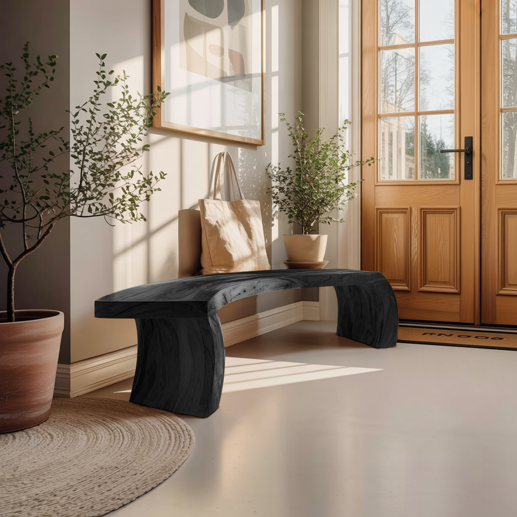 Rustic Live Edge Wood Bench For Entryway Accent Furniture