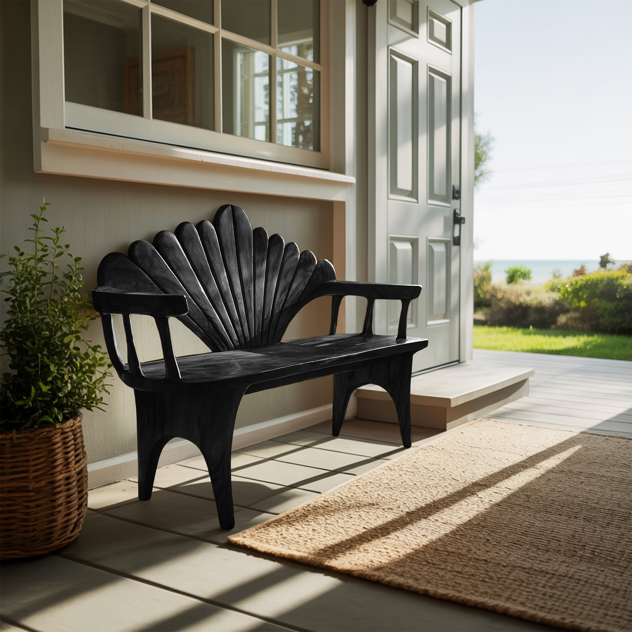 Natural Solid Wood Entryway Bench For Foyer Decor