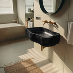 Mid Century Wooden Wall Mounted Bathroom Sink For Elegant Bathroom Design