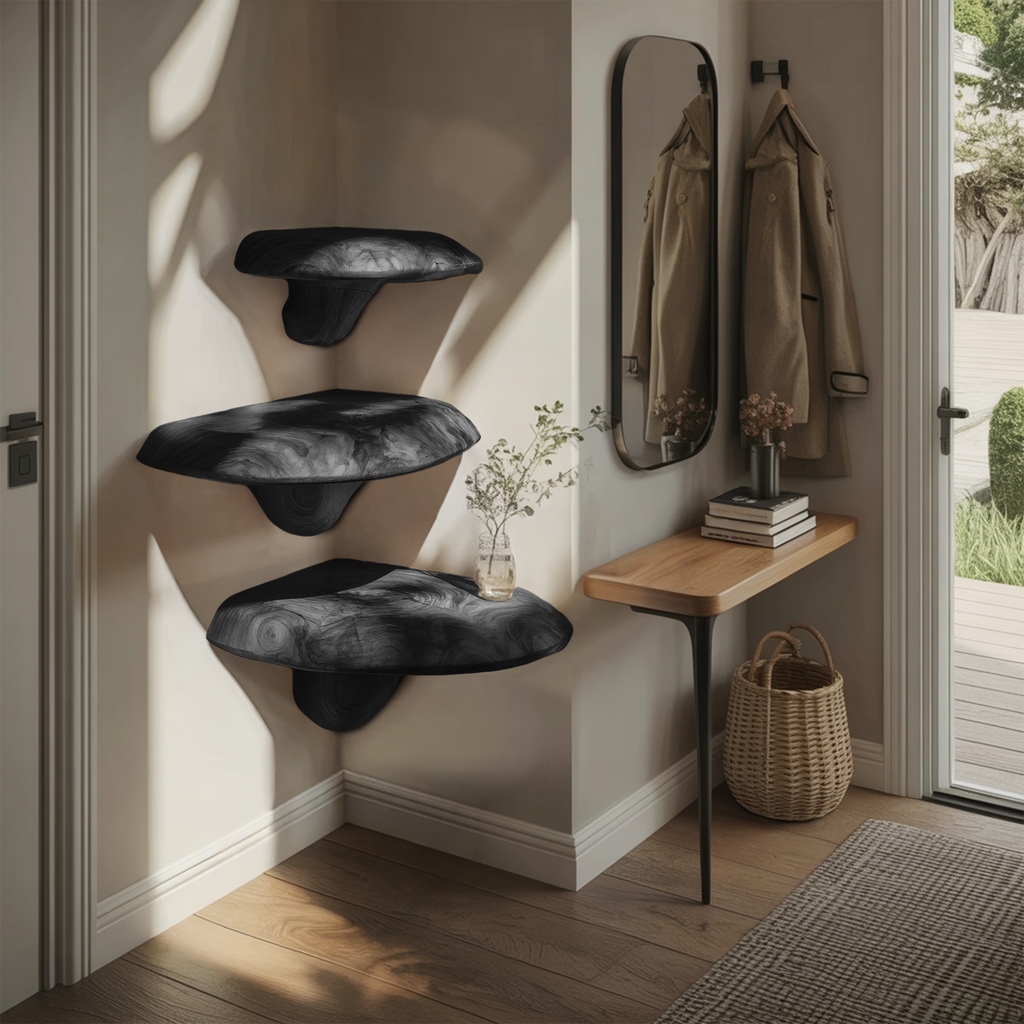 Farmhouse Solid Wood Mushroom Shelf For Bedroom Decor And Furniture Design