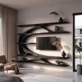 Modern Wall Mounted TV Stand With Bookshelf For Living Room