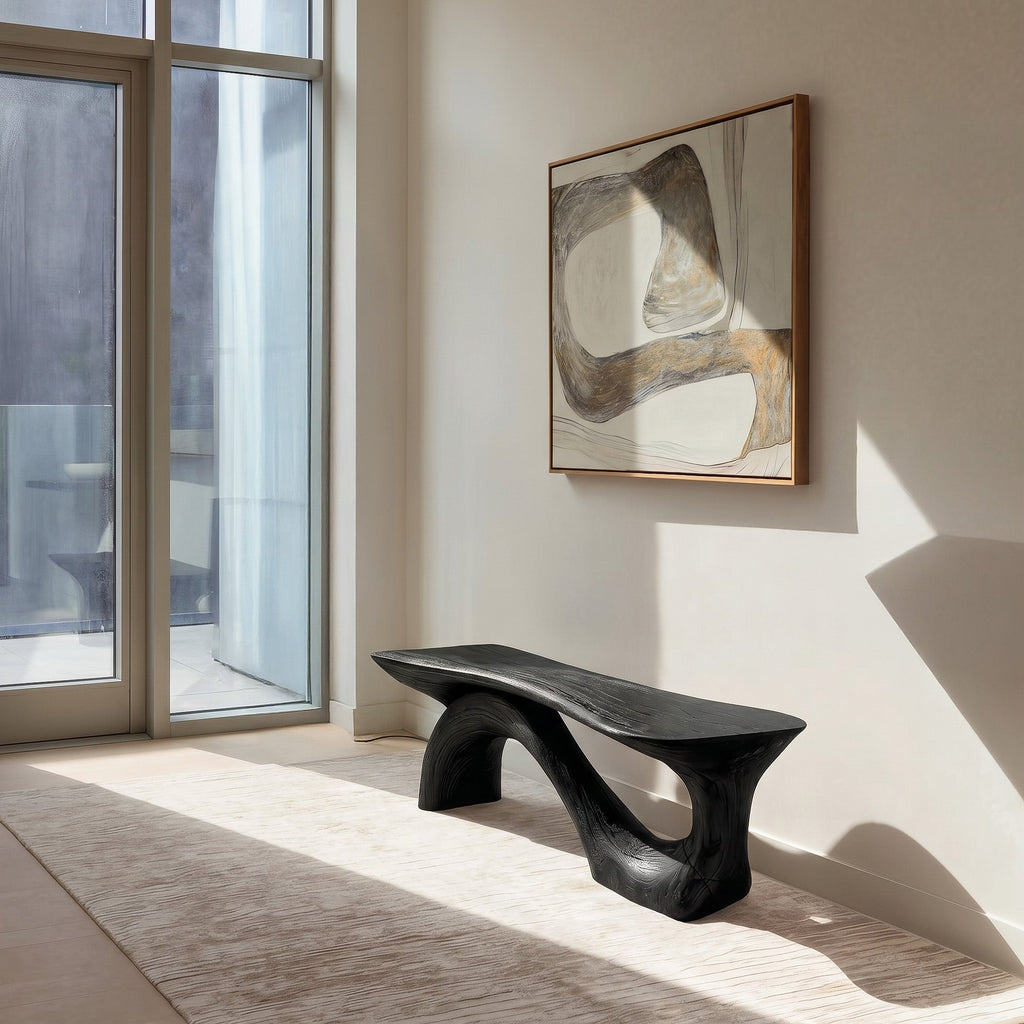 Modern Sculptural Bench With Organic Design For Living Room