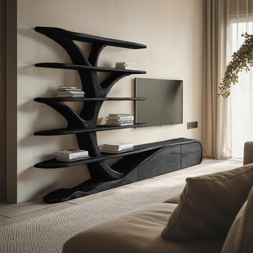 Modern Organic Tree Inspired Media Console For Living Room