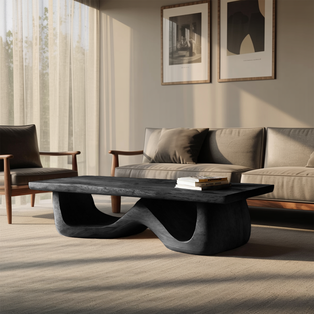 Artistic Sculptural Coffee Table Curved Base Design For Living