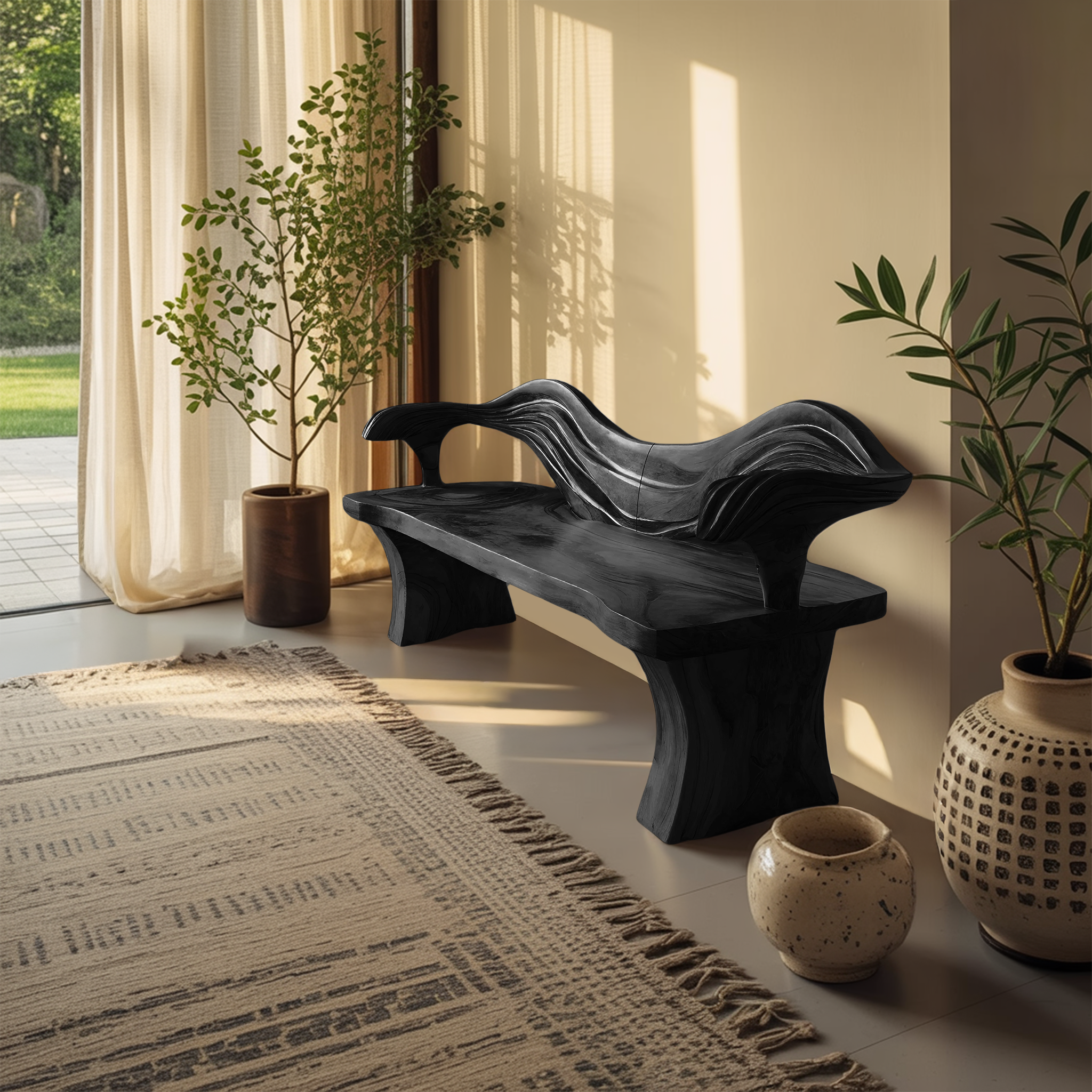 Solid Wood Live Edge Bench For Hallway And Entryway Use