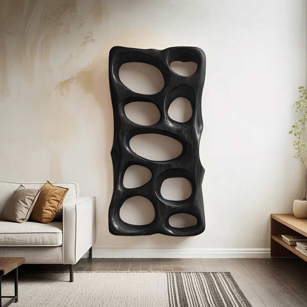 Modern Sculptural Vertical Wall Art For Living Room Decor