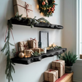 Mid Century Solid Wood Floating Shelf For Xmas Entryway Organization