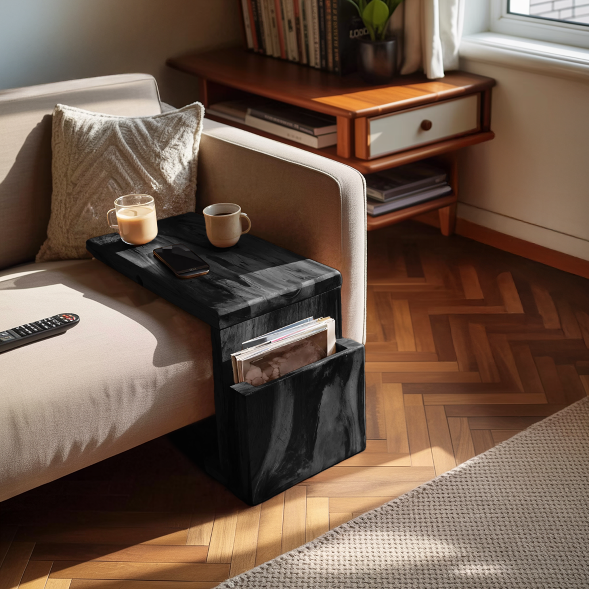 Handcrafted Wooden Armrest For Living Room Design