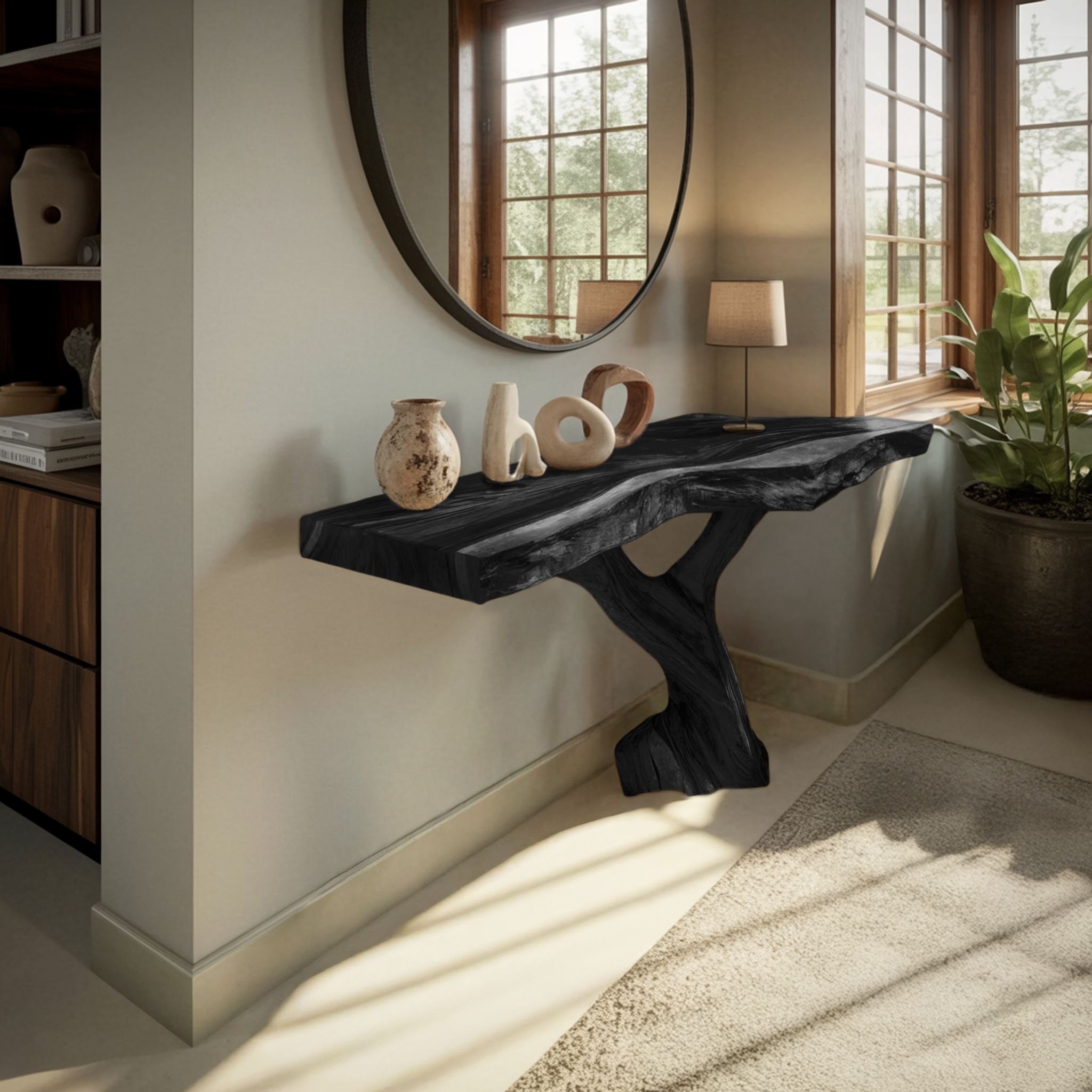 Farmhouse Live Edge Entryway Table Organic Wood For Furniture Decor