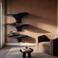 Modern Wooden Live Edge Mushroom Shelf For Minimalist Interior Decor