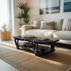 Contemporary Live Edge Coffee Table Two Layered Design For Living