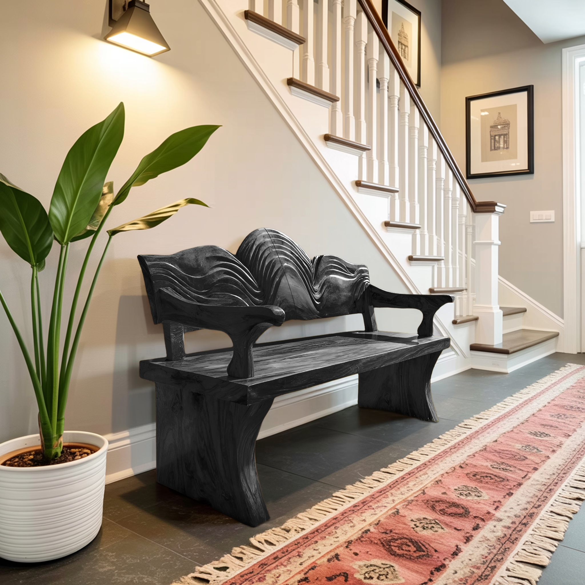 Live Edge Wooden Entryway Bench For Interior Home Decor
