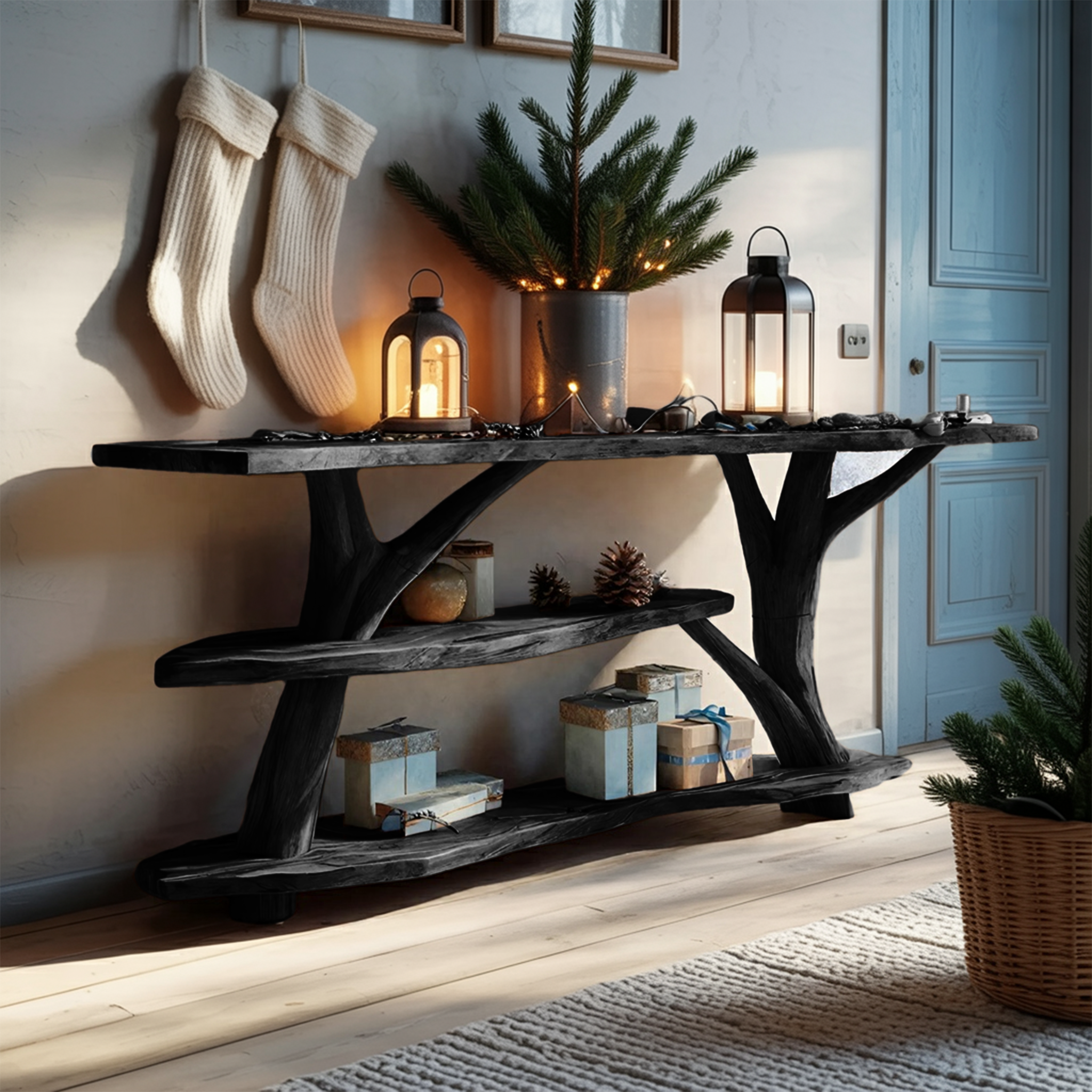 Handcrafted Live Edge Entryway Table For Bedroom Decor Christmas Accent