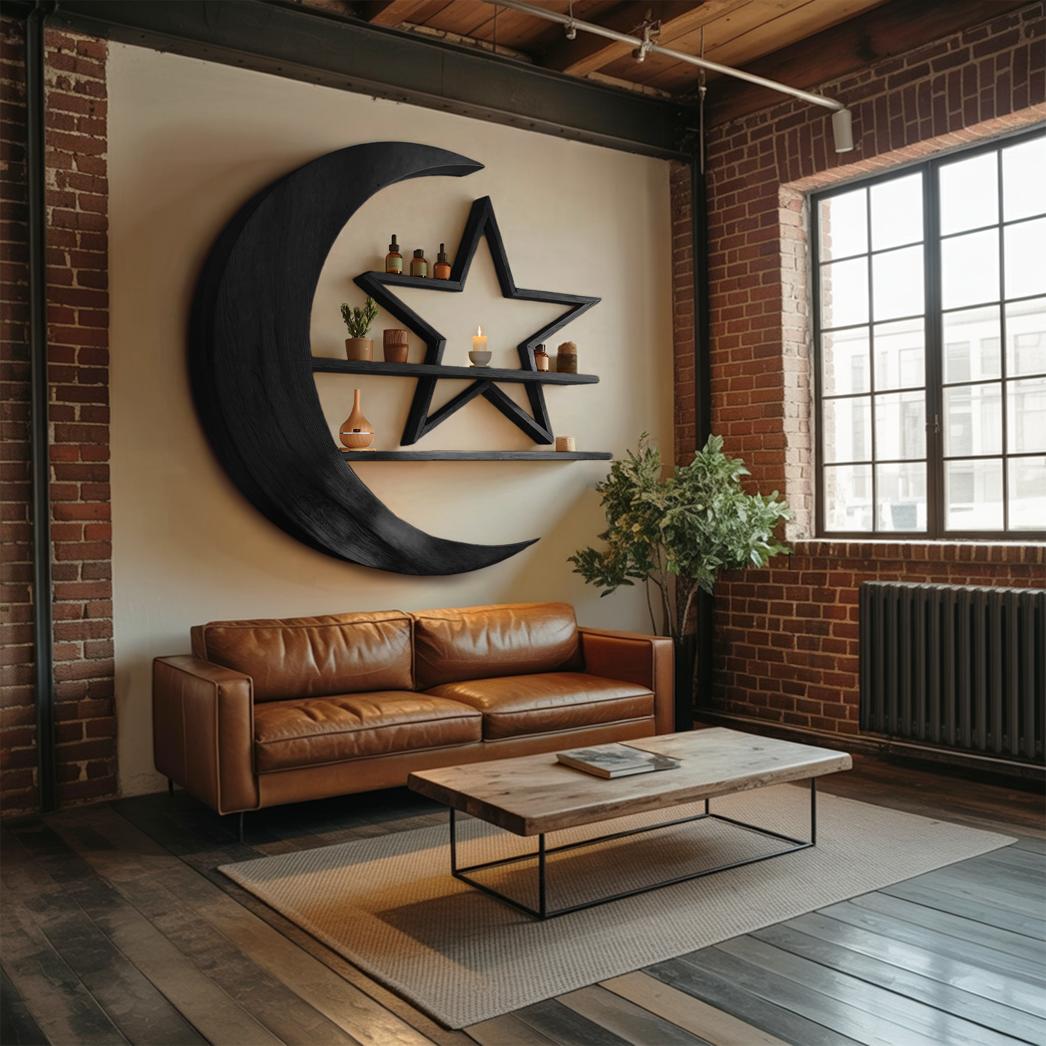 Modern Celestial Wall Shelf For Living Room Accent