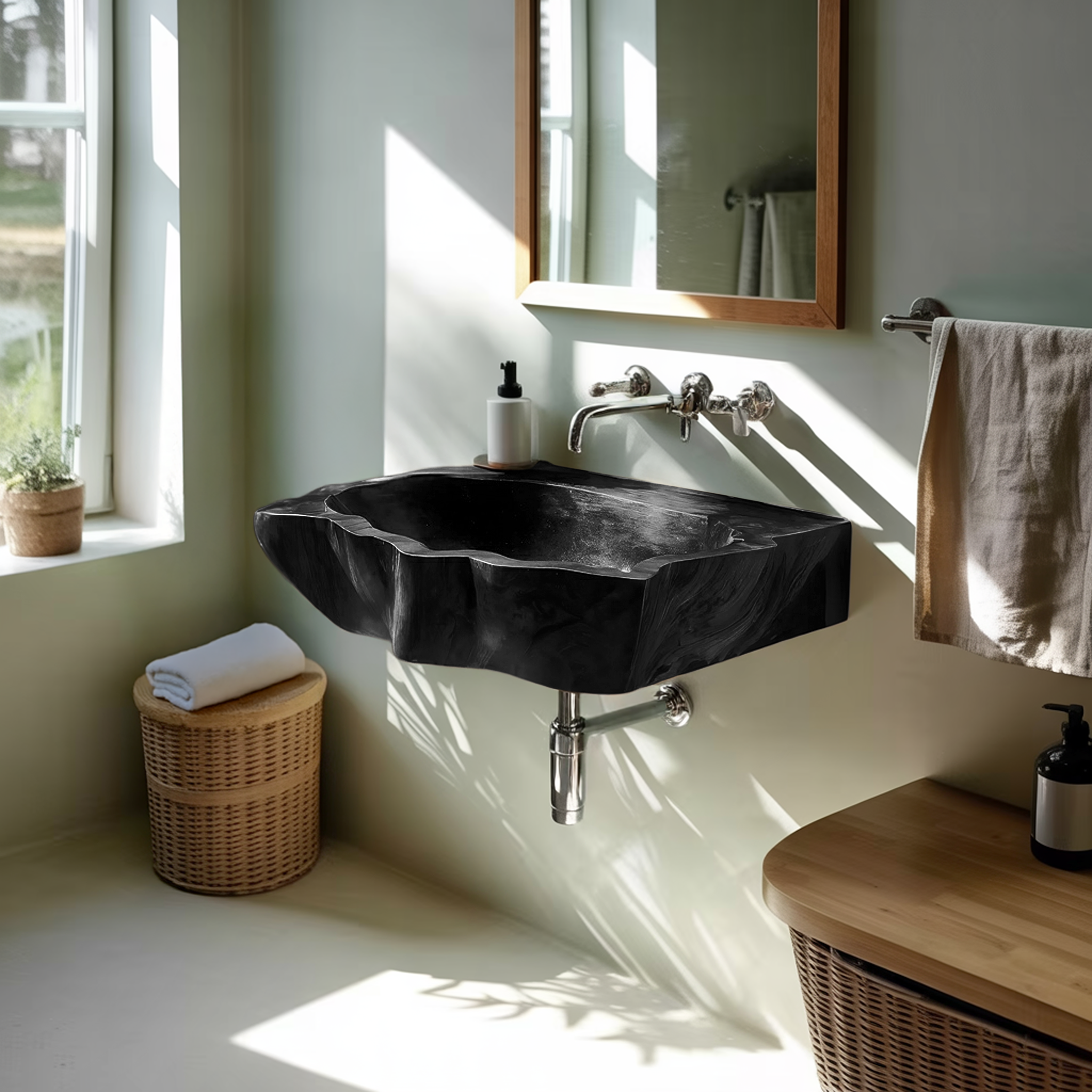 Farmhouse Wall Mounted Wooden Bathroom Sink For Vintage Bathroom Decor