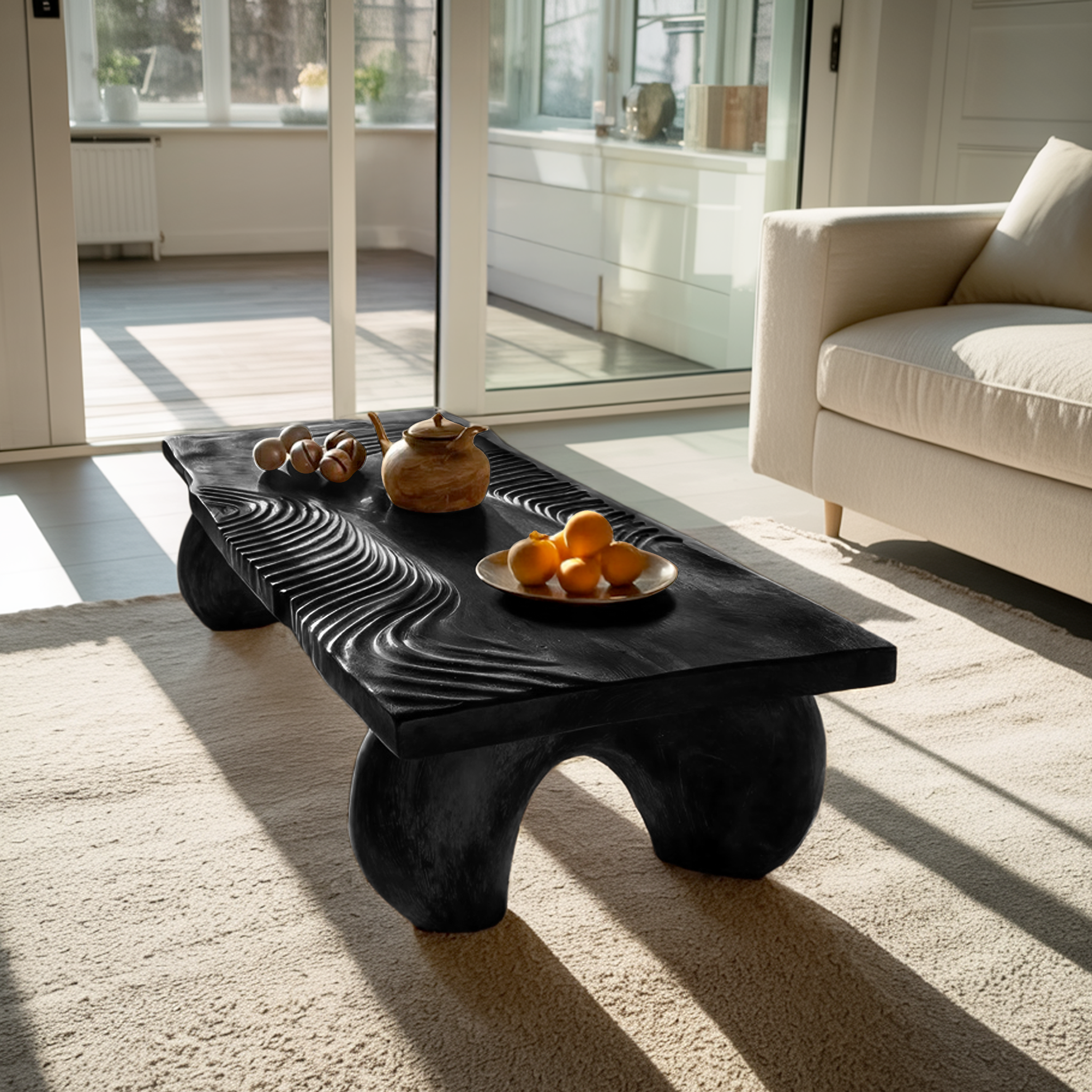 Handcrafted Solid Wood Irregular Coffee Table For Living Room