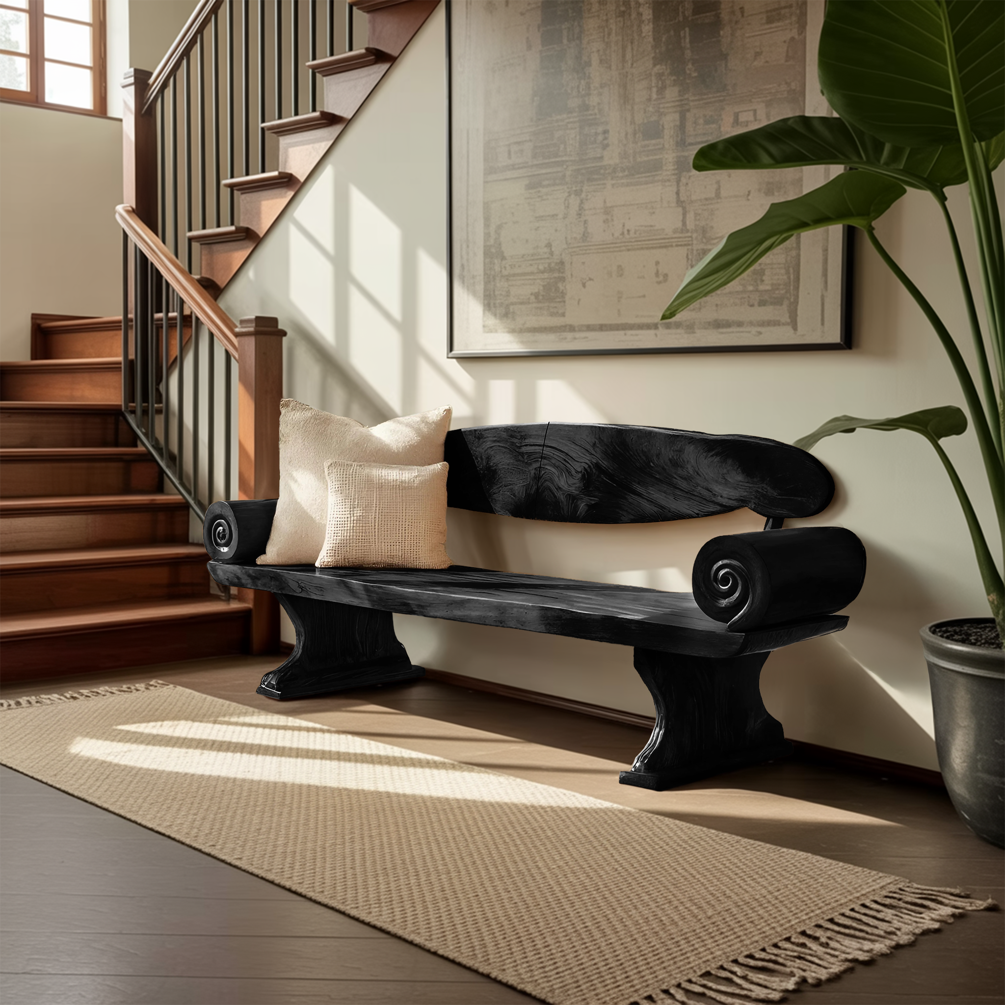 Live Edge Solid Wood Bench For Entryway Furniture Design
