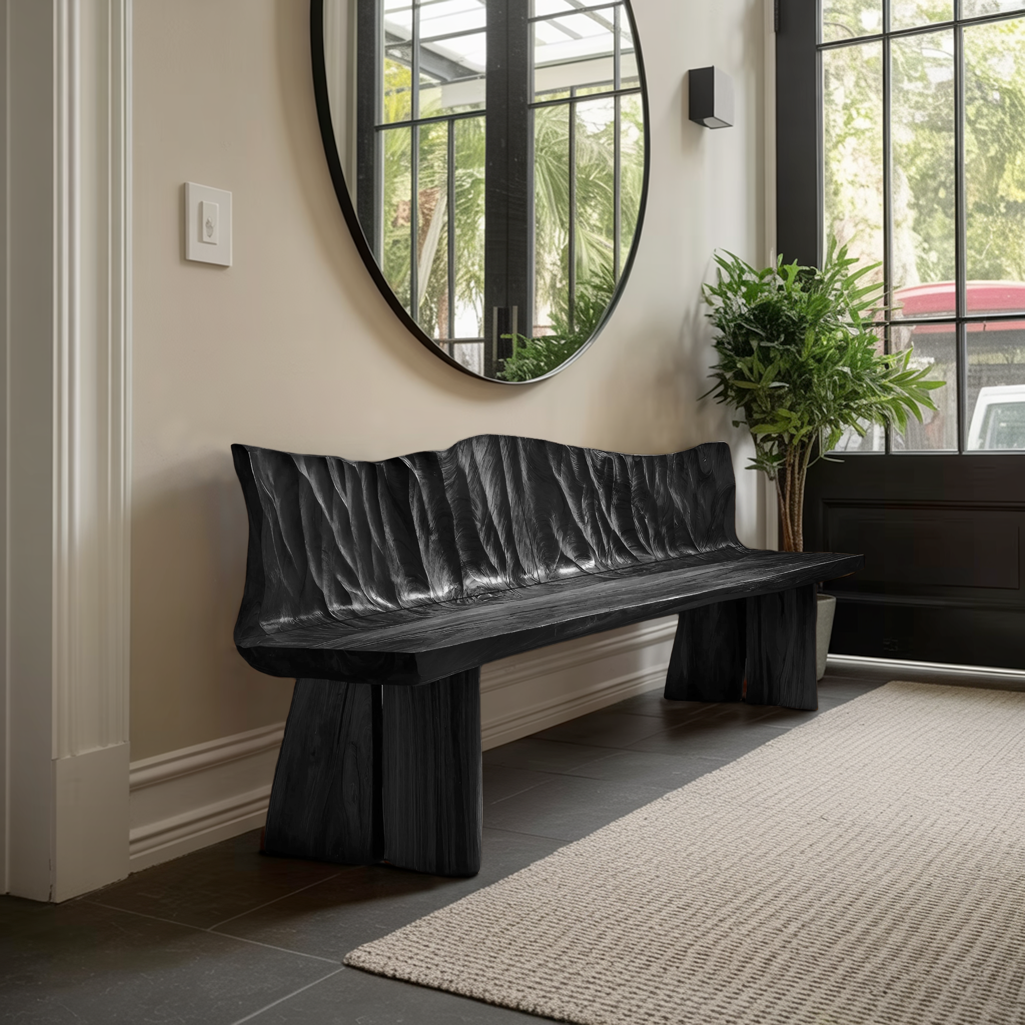 Natural Solid Wood Bench For Entryway And Living Space