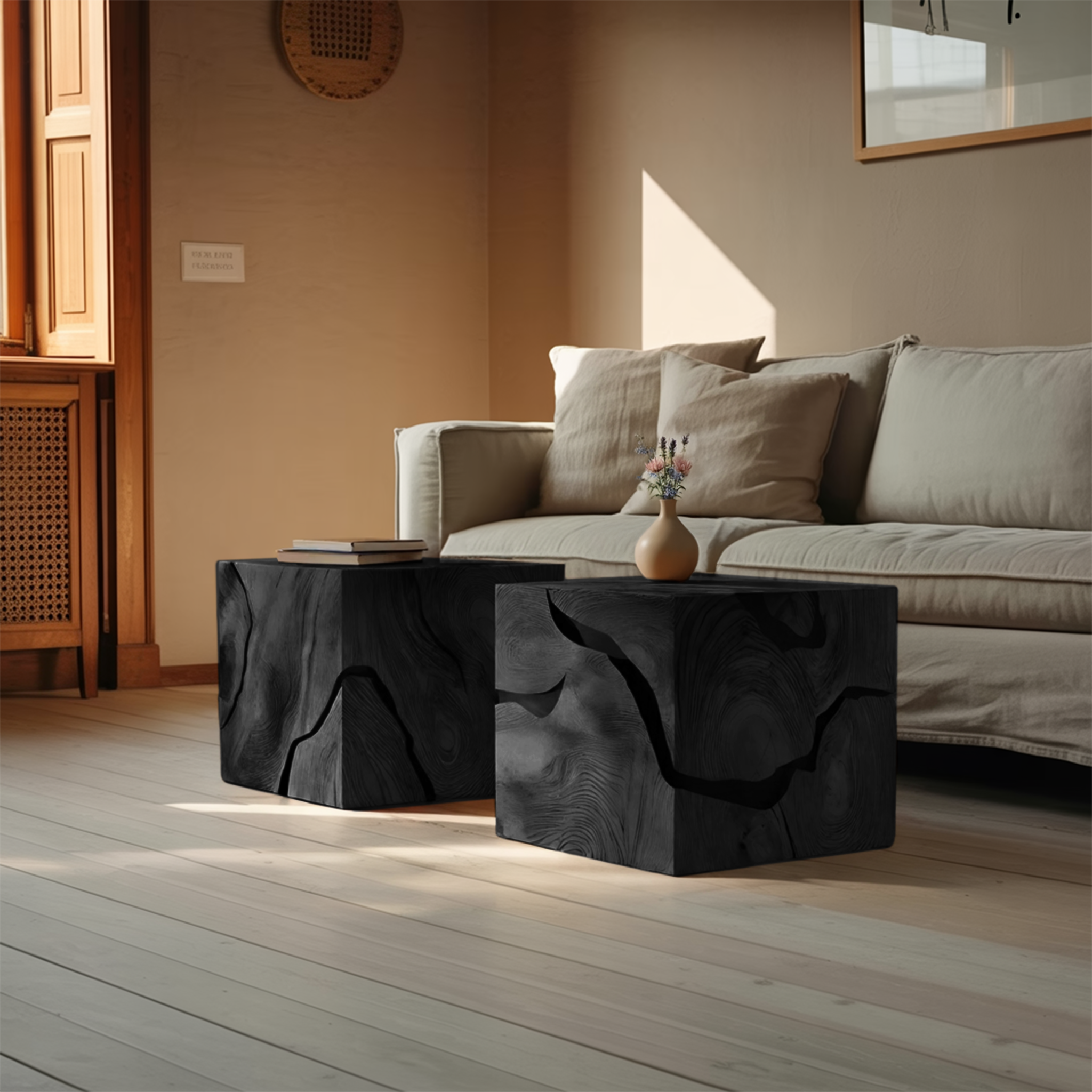 Handcrafted Wooden Cube Coffee Table For Rustic Decor