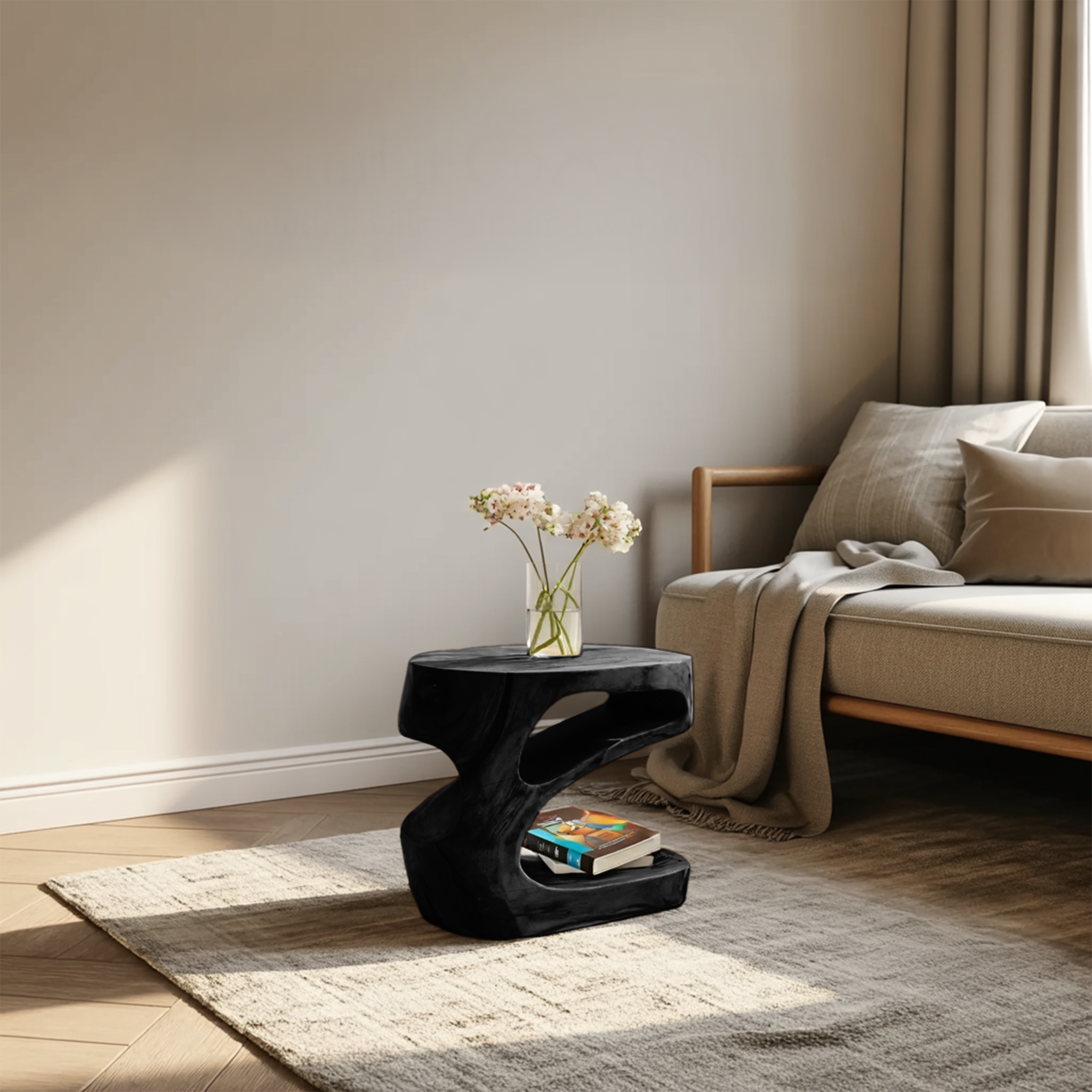Artistic Side Table With Storage Shelf For Living Room