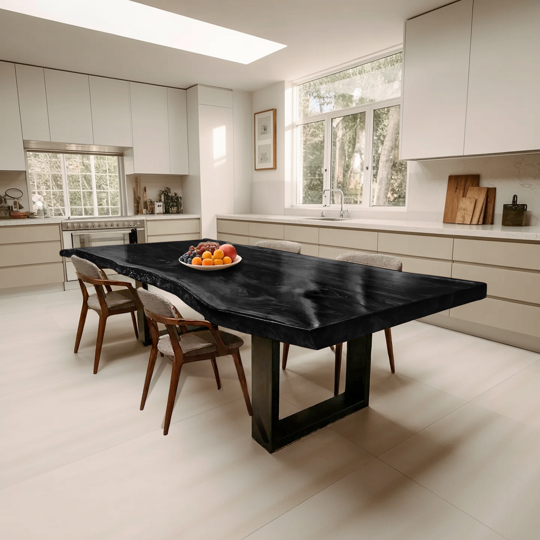Furniture Decor Modern Solid Wood Dining Table Sleek Edge