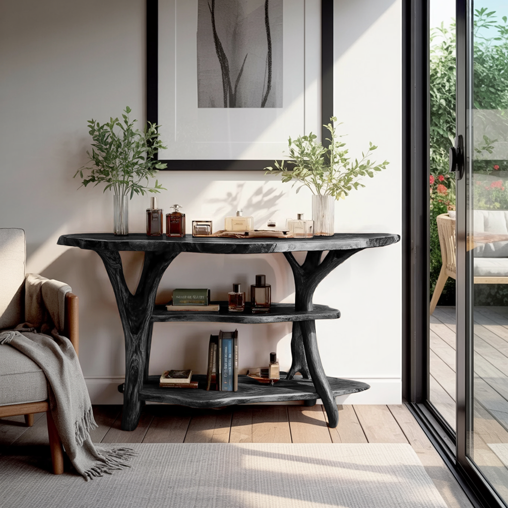 Handcrafted Wooden Live Edge Console Table For Stylish Entryway Furniture