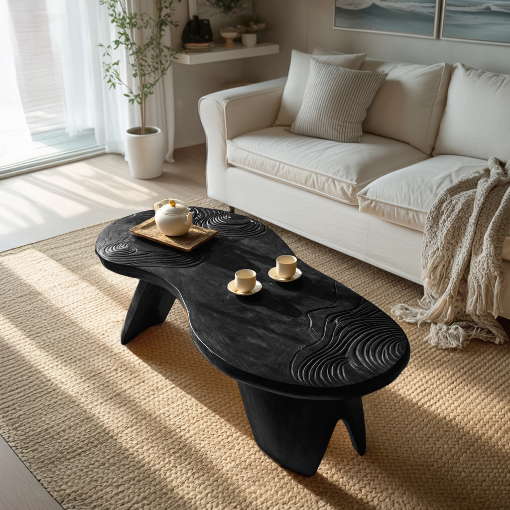 Farmhouse Irregular Abstract Coffee Table For Living Room
